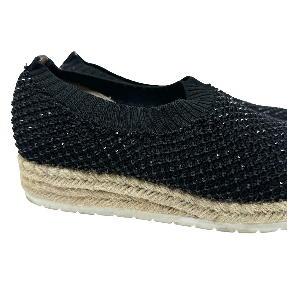 Adrienne Vittadini Sport Nicola Black Sequin Slip On Espadrille Wedges Size 9 - Picture 5 of 12